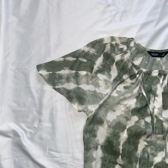 Simply Vera Vera Wang Shirred Tie-Neck Blouse — Green Ocean Dye, XS - Picture 2 of 4
